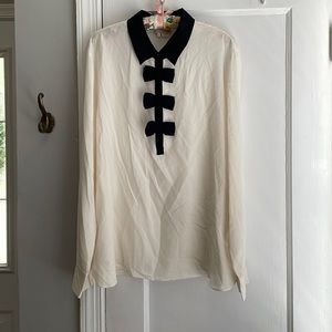 Kate Spade 100% Silk Blouse with Bow Button Detail
